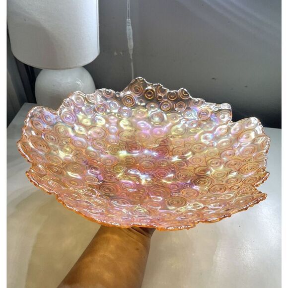 Amber Iridescent Decorative Bowl AKCAM Turkey 13 X 13 Rare - Picture 2 of 8